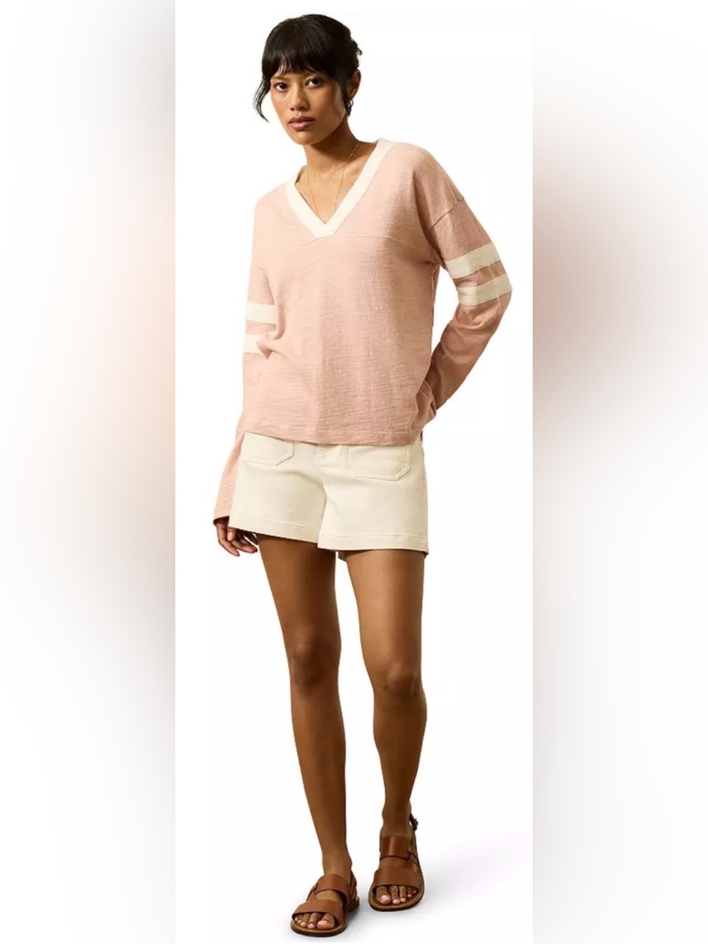 NWOT Faherty Sunwashed Slub Varsity Tee Pink